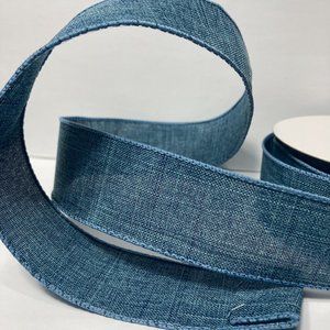 Denim Blue Wired Ribbon Polyester 1.5" 10yds 2 Rolls Wreath Making Craft